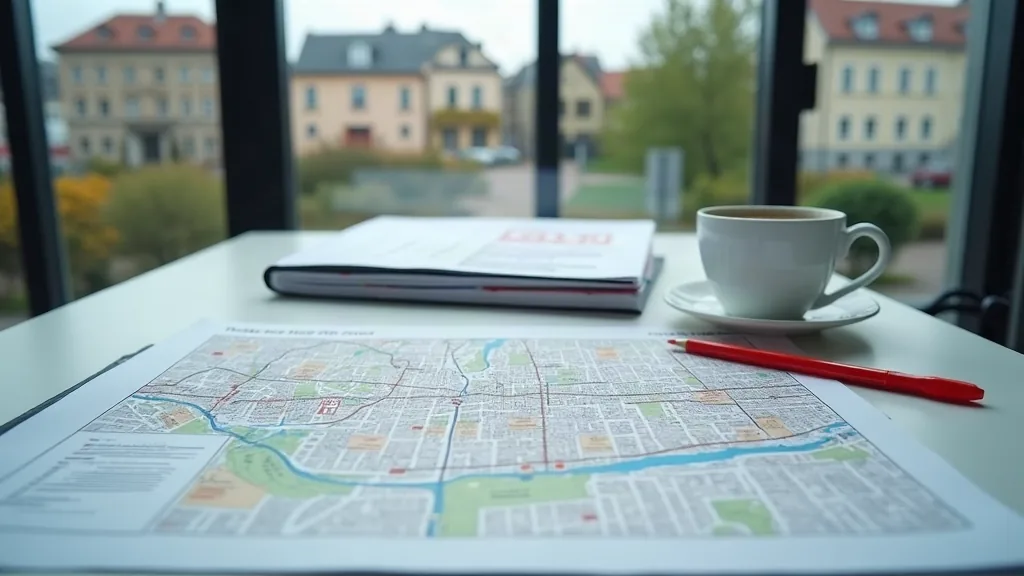 Wattrelos : les quartiers à éviter et ceux qui montent en 2026 Bureau d'analyse immobilière avec plan de ville et documents sous ciel couvert