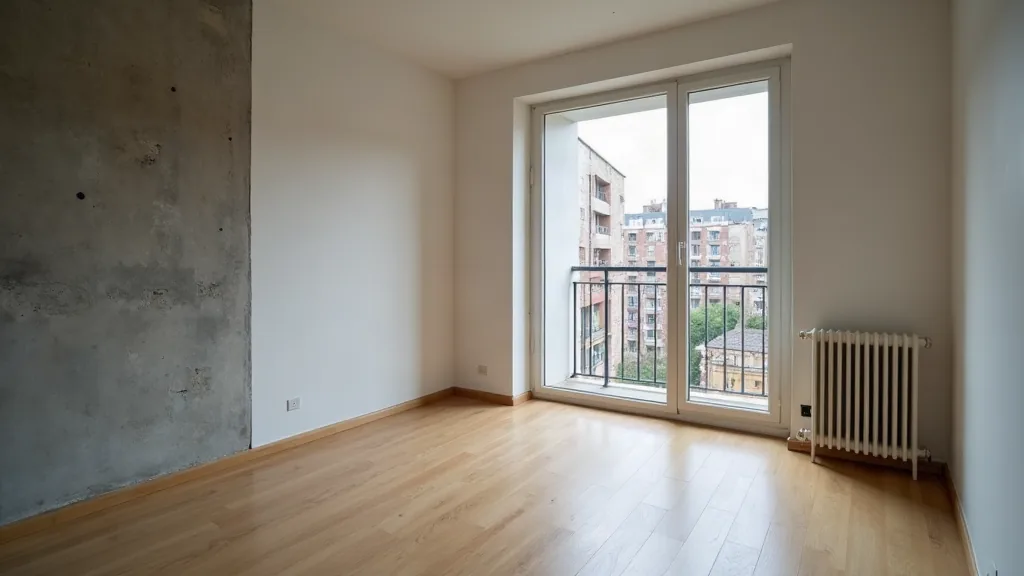 Intérieur d'un appartement rénové dans un quartier en pleine transformation urbaine