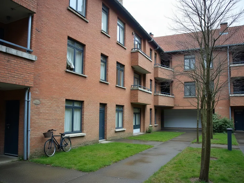 Wattrelos : les quartiers à éviter et ceux qui montent en 2026 Cour intérieure d'un immeuble résidentiel en cours de rénovation urbaine