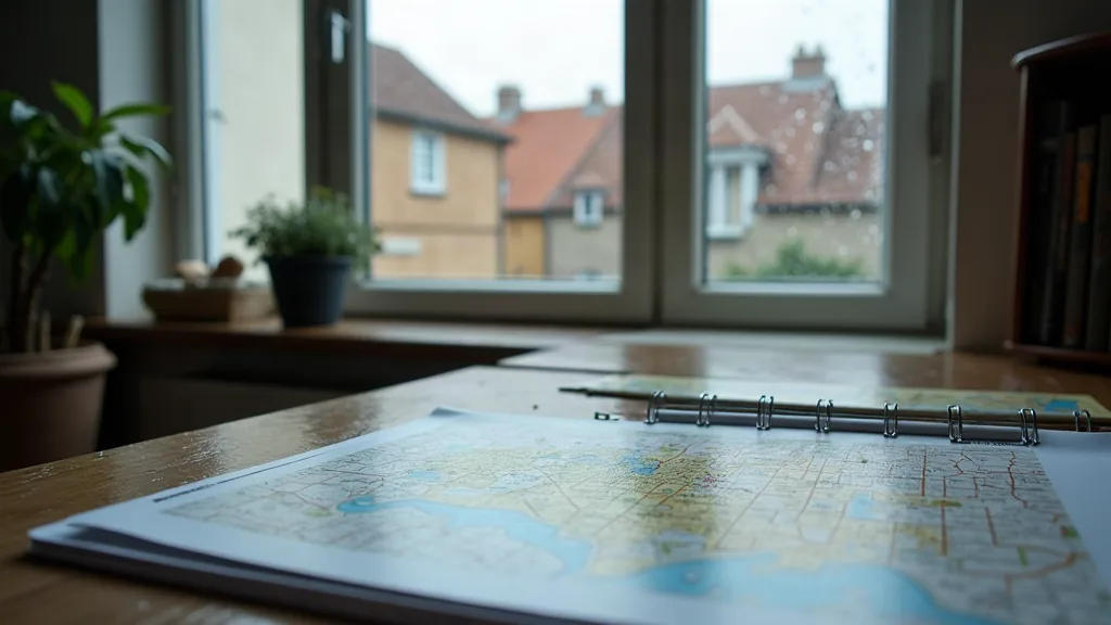 Quartiers de Toulouse à éviter : ce que révèlent vraiment les chiffres Bureau d'agence immobilière avec plan de ville et dossiers après la pluie