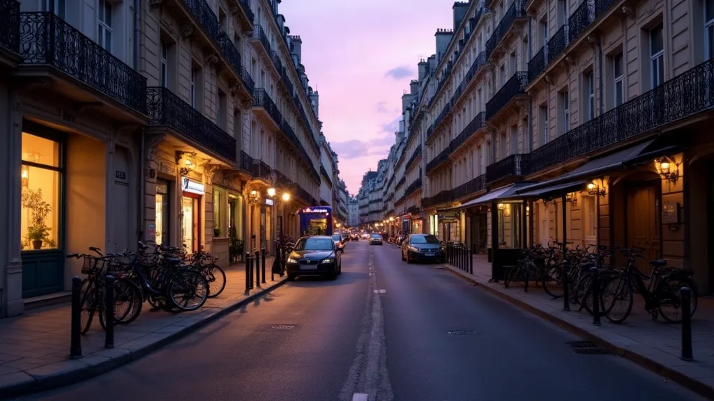 LOC'annonces : avis complet sur la plateforme de logement social parisienne Rue résidentielle parisienne au crépuscule avec immeubles haussmanniens