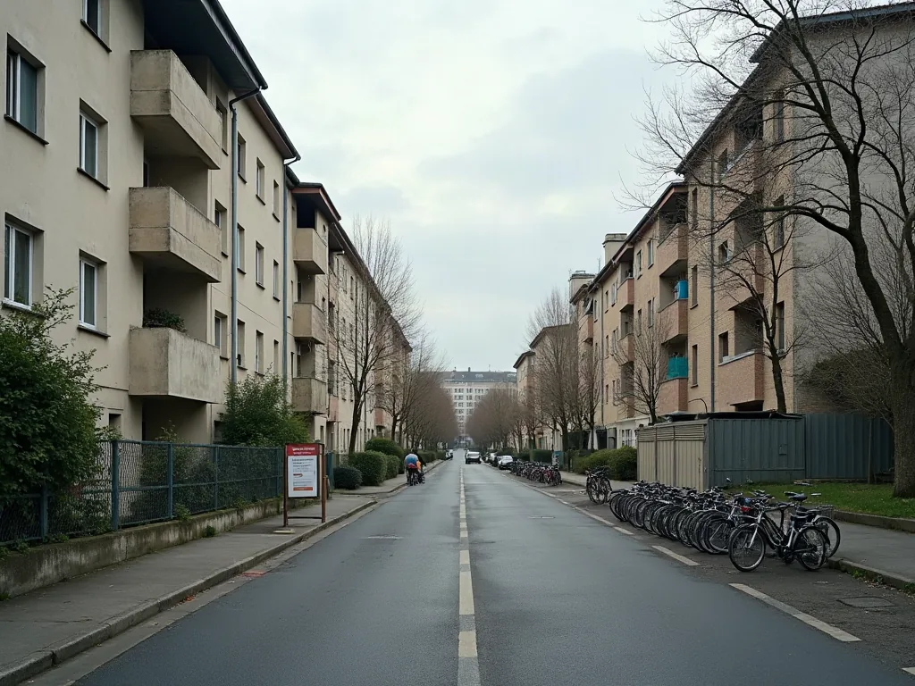 Rue résidentielle avec immeubles anciens et récents dans un quartier de Blois
