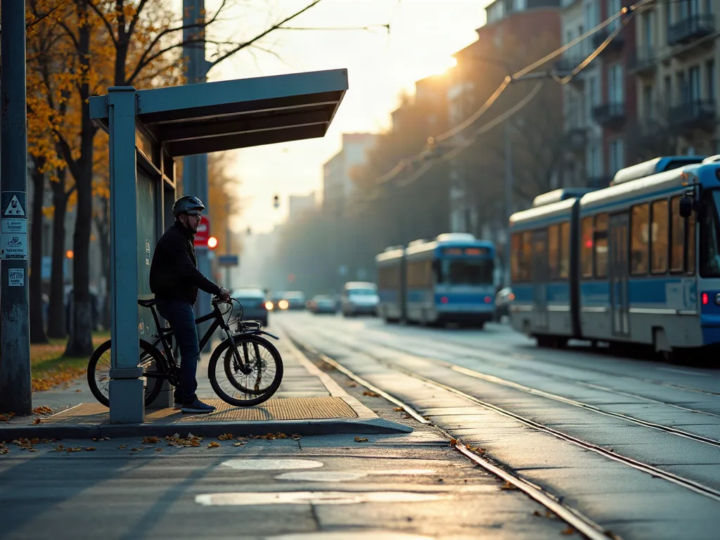 Suresnes : quels quartiers éviter avant d'acheter ou de louer ? Station de tramway en bas de ville avec arceaux à vélos un matin calme